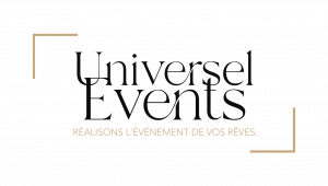 Logotype de l'entreprise Universel Events sur fond noir