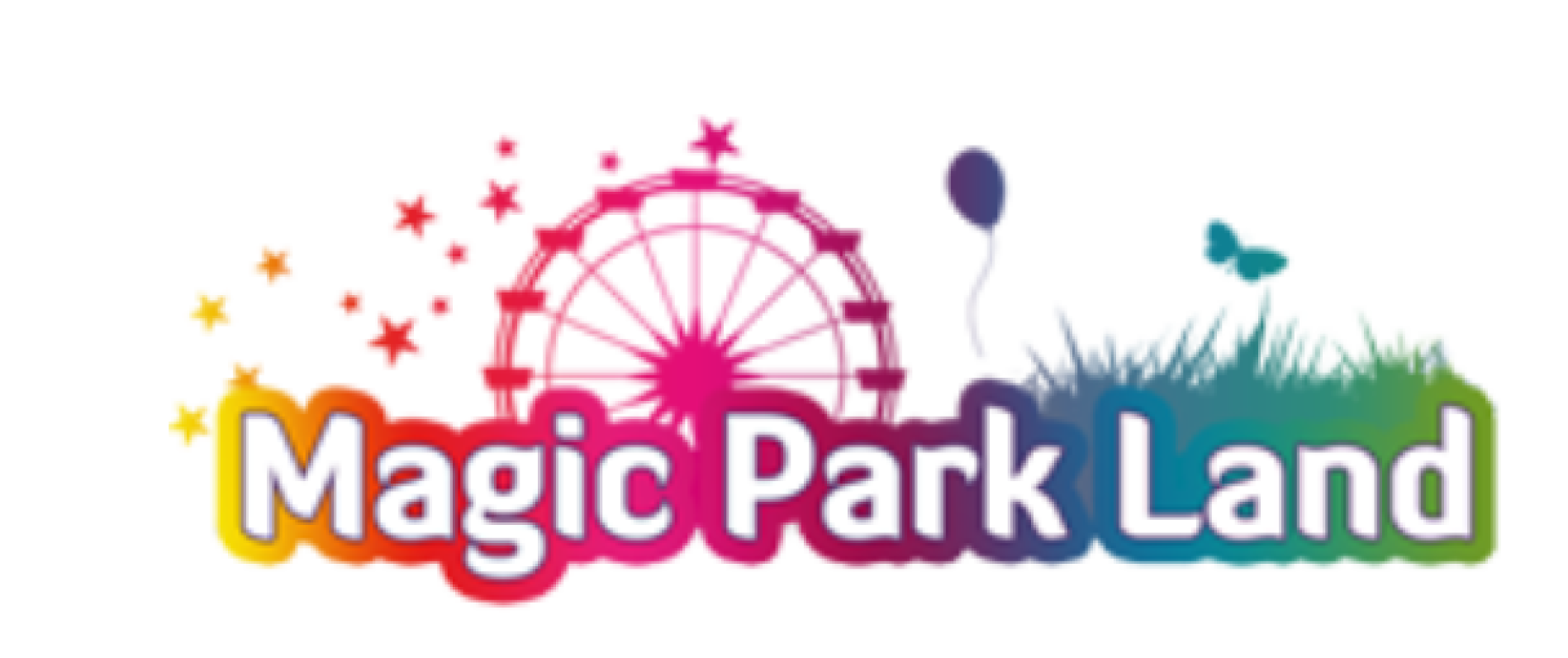 Logo coloré de Magic Park Land avec une grande roue et des motifs d'étoiles.