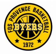 Logo du FOS Provence Basketball avec le texte BYERS et l'année 1972